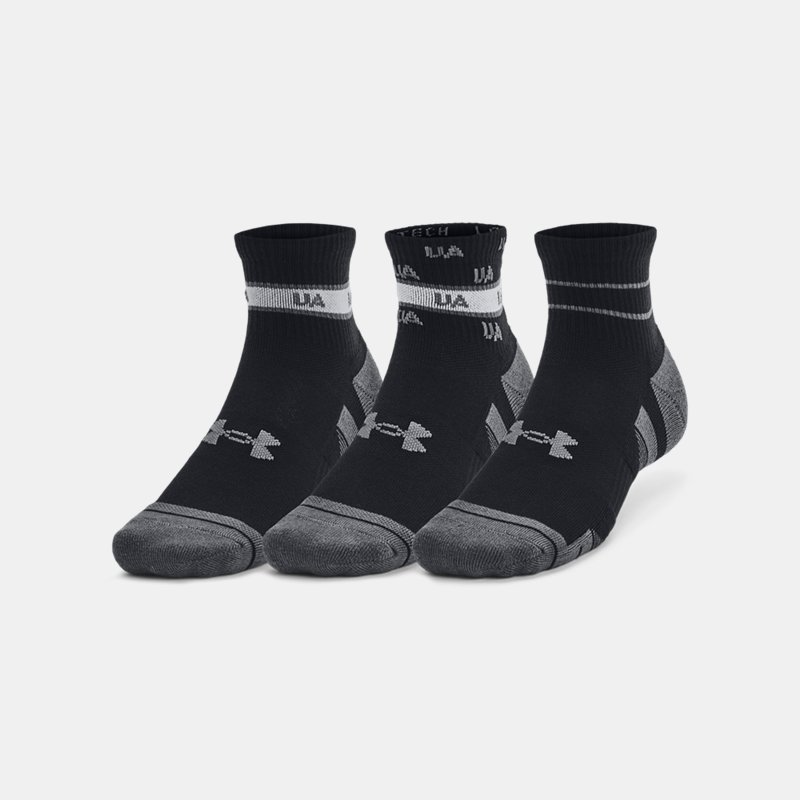Unisex sokken Under Armour Performance Tech QUnder Armourrter – 3 paar Zwart / Zwart / Castlerock XL